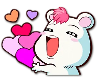 💕 lindo, corazones, dibujos animados, amor, oso, alegre, rosa, alegre whatsapp sticker