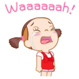 😥 Waaaaaah! llorando, dibujos animados, triste, chica, lágrimas, emocional whatsapp sticker