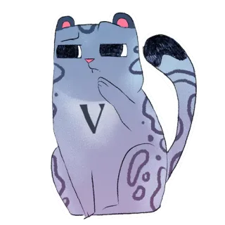 🤔 gato, animal, pegatina, dibujo animado, símbolo V, símbolo militar, símbolo político ofensivo, símbolo político telegram sticker