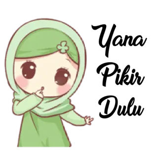 🤔 Cartoon, Mädchen, Hijab, Muslim, Süß, Sticker, Chibi telegram sticker