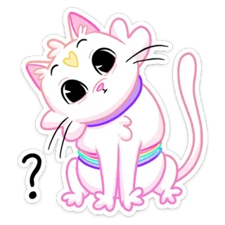 ❓ ? кот, вопросительный знак, милый, стикер, мультфильм, радуга telegram sticker
