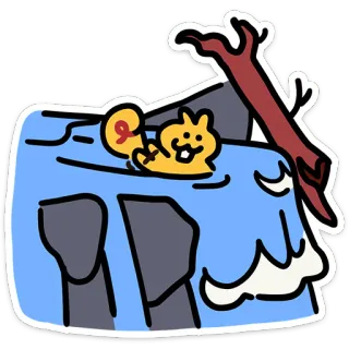 👋 Cartoon, Tier, Fluss, Wasser, Natur, Gelb, Aufkleber telegram sticker