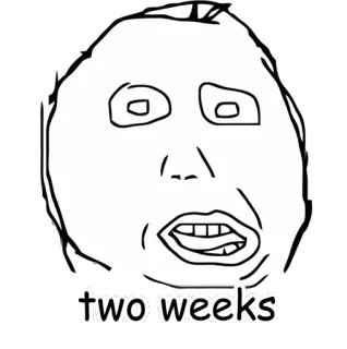 ✌ two weeks мем, две недели, выражение лица, интернет-мем telegram sticker