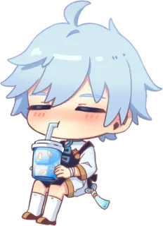 🥤 Chongyun Genshin Impact アニメ, ちび, 原神, 重雲, ゲームキャラクター, かわいい telegram sticker