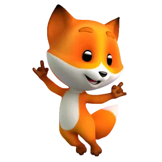 😄 zorro, dibujos animados, animal, lindo, naranja whatsapp sticker