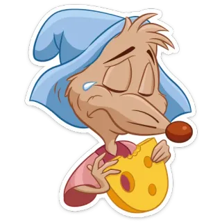 😥 souris, fromage, triste, dessin animé, mignon, endormi whatsapp sticker
