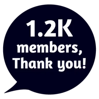 😵 1.2K members, Thank you! membros, obrigado, celebração, comunidade telegram sticker