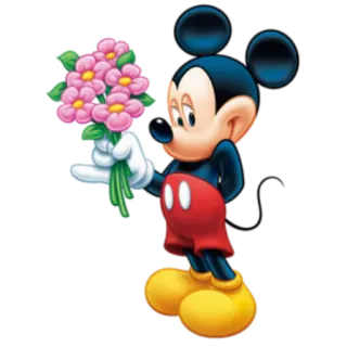 💐 Mickey Mouse มิกกี้เมาส์, การ์ตูน, ดอกไม้, ดิสนีย์, ตัวละคร, หนู, ช่อดอกไม้ telegram sticker