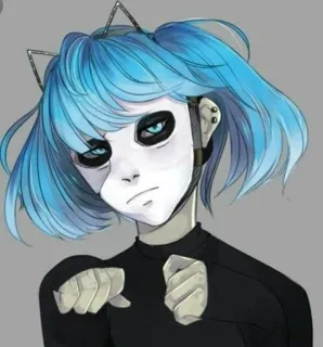 🌟 Sally Face sally face, sallyface, personaggio, capelli blu, orecchie da gatto telegram sticker