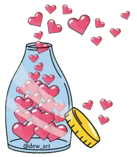 💕 @dew_art 하트, 병, 사랑, 귀여운, 미술, 분홍색, 발렌타인 telegram sticker
