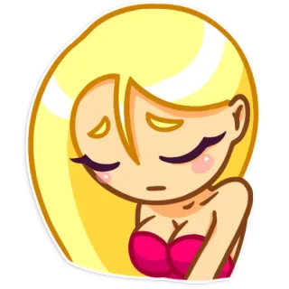 😔 cartoon, blonde, woman, girl, sad, emoticon telegram sticker
