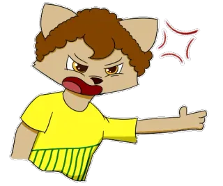 💢 gato, desenho animado, bravo, apontando, personagem, gesto telegram sticker
