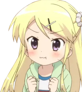 😢 anime, cartoon, girl, cute, blond hair, angry telegram sticker