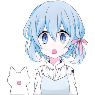 😯 Anime, Sticker, blaue Haare, Katze, süß telegram sticker