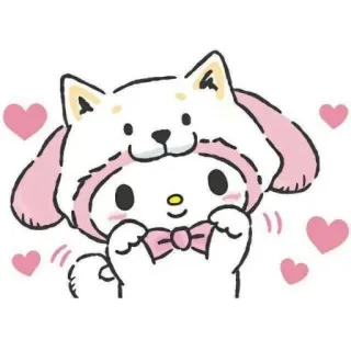 ❤ My Melody My Melody, Sanrio, lindo, kawaii, dibujos animados, rosa, animal telegram sticker