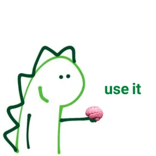 🐛 use it dinozaur, mózg, motywacja, kreskówka, użycie, myśleć telegram sticker