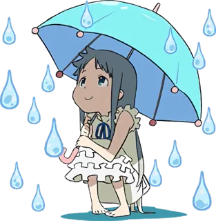 ☔ chica, anime, paraguas, lluvia, lindo, dibujos animados telegram sticker