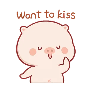 ⭐ want to kiss kiss, pig, love, cute, cartoon, animal, animation whatsapp sticker