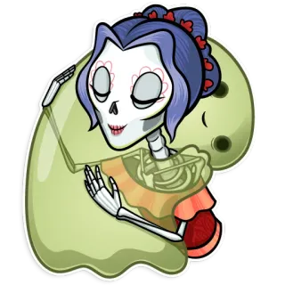 🤗 esqueleto, calavera, morte, dia de los muertos, halloween, fantasma, desenho animado telegram sticker