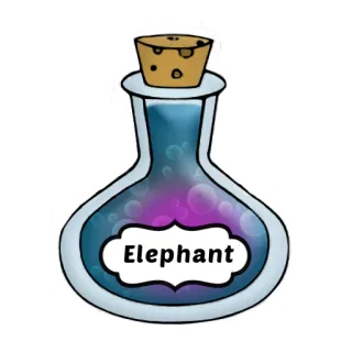 🐘 Elephant potion, magic, fantasy, elephant telegram sticker