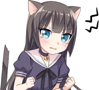 😖 Anime, Katzenmädchen, Wütend, Chibi, Süß telegram sticker