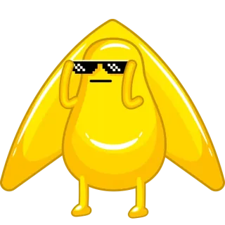 😎 sticker, yellow, cool, glasses, pixel art, cartoon telegram sticker