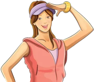 🙋 woman, visor, pink, smiling, brunette, casual telegram sticker