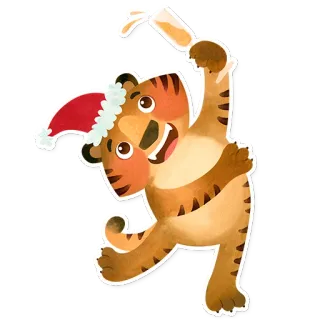 🥂 tigre, natale, capodanno, celebrazione, brindisi, cappello da babbo natale, animale, festa whatsapp sticker
