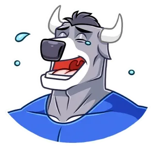 😂 황소, 울음, 슬픈, 의인화, 만화, 스티커 telegram sticker