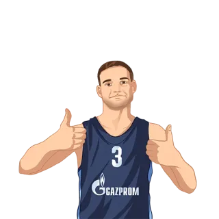 👍 3 Баскетбол, Спорт, Спортсмен, Большой палец вверх, Форма, Газпром telegram sticker