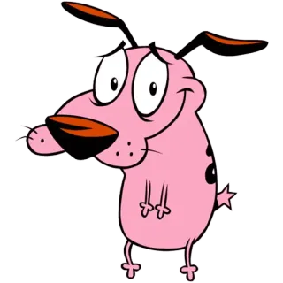 😊 Courage the Cowardly Dog Dessin animé, Chien, Rose, Lâche, Nerveux telegram sticker