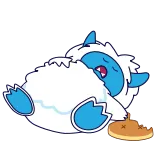 🤮 Yeti, Monster, Cartoon, Schlafend, Pfannkuchen, Süß, Kawaii telegram sticker