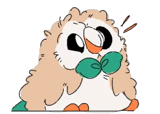 😯 Rowlet Brindibou, Pokémon, mignon, hibou, dessin animé telegram sticker