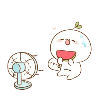 🤩 cartoon, character, watermelon, fan, summer, cute, kawaii telegram sticker