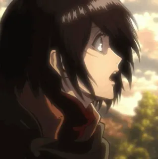 ❤️ Mikasa Ackerman Attack on Titan อนิเมะ, ผ่าพิภพไททัน, มิคาสะ แอคเคอร์แมน, ตัวละคร, ผู้หญิง, ผ้าพันคอ whatsapp sticker