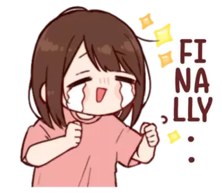 🥺 FINALLY ตื่นเต้น, ความสำเร็จ, ความสำเร็จ, การเฉลิมฉลอง, ผู้หญิง, มีความสุข, สนุก telegram sticker