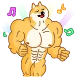 🕺 Doge doge, spier, meme, grappig, gespierd, muziek, dans whatsapp sticker
