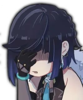 😒 Yelan Genshin Impact Anime, Gra, Yelan, Genshin Impact, Smutny, Zawiedziony, Zawstydzony telegram sticker