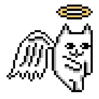 😇 cat, angel, pixel art, middle finger whatsapp sticker