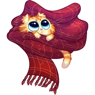 ❄ Katze, Decke, gemütlich, niedlich, orange Katze, Cartoon Katze, Haustier whatsapp sticker