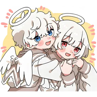 🤗 นางฟ้า, น่ารัก, อนิเมะ, มิตรภาพ, รัศมี, ปีก, การ์ตูน telegram sticker