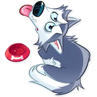 🍽 Husky, Hund, Tier, Haustier, Cartoon, Süß, Hungrig whatsapp sticker