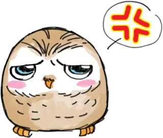 💢 сова, злой, милый, мультик, птица, выражение telegram sticker