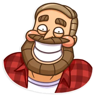 😁 pria, jenggot, kartun, senyum, lucu, stiker telegram sticker