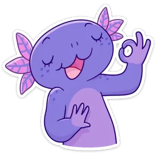 👌 Axolotl, süß, Aufkleber, Cartoon, Okay Zeichen telegram sticker