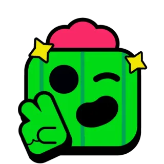 😉 Spike Brawl Stars cactus, jeu, personnage, clin d'oeil, paix telegram sticker