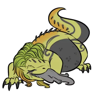 🐊 creature, lizard, reptile, sleeping, animal, cartoon, fantasy whatsapp sticker