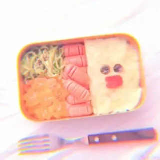 🍥 bento box, food, lunch, sausage, cute, meal telegram sticker