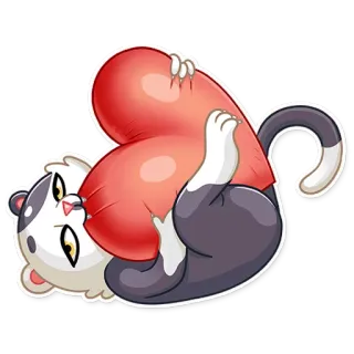 ❤ Dessin animé, Animal, Chat, Coeur, Mignon, Autocollant whatsapp sticker