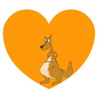 💛 canguro, corazón, dibujo animado, animal, mamífero, fauna whatsapp sticker
